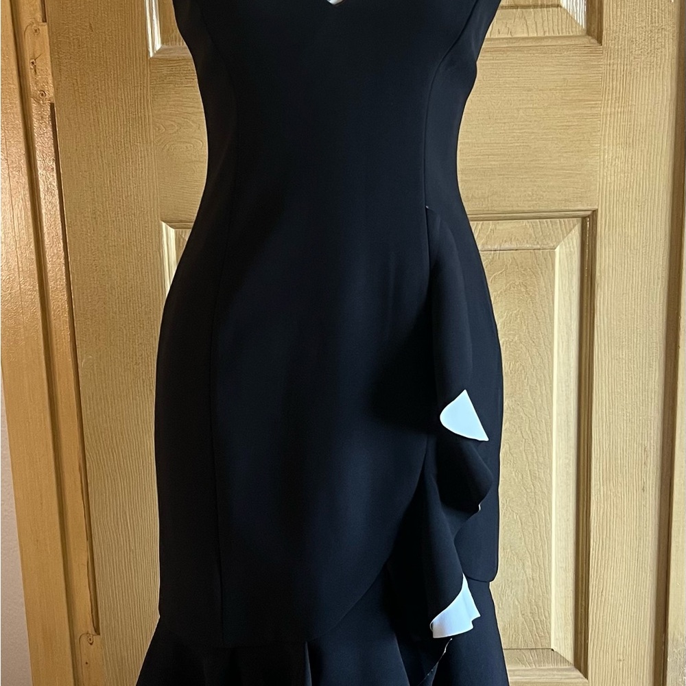 Bardot Little Black Dress with Ruffle Detail